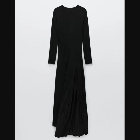 ZARA COLLECTION BLACK KNIT BANDAGE CONTRAST MAXI DRESS $89.90 - Picture 3 of 12